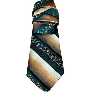Vintage Wemlon by Wembly Textured Green, Brown, and Black Floral Retro Neck Tie